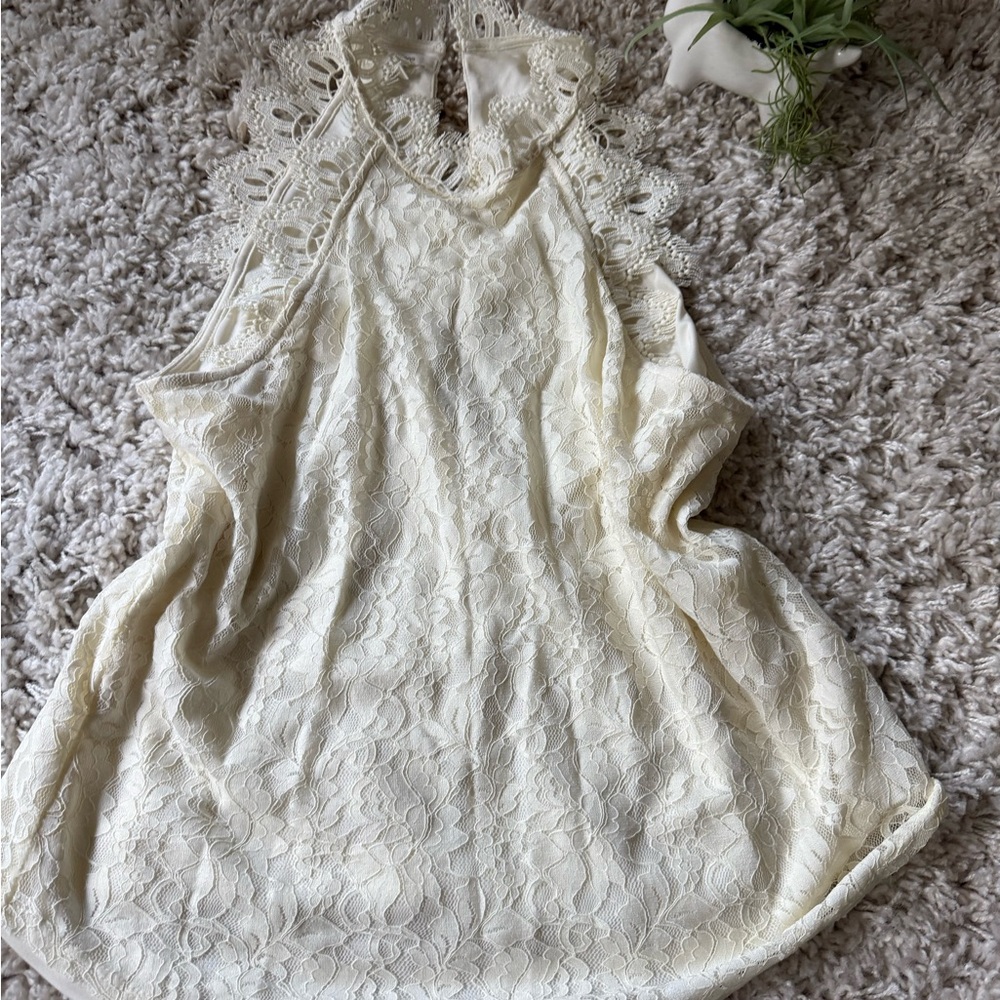 Maurices Cream Lace Halter Top